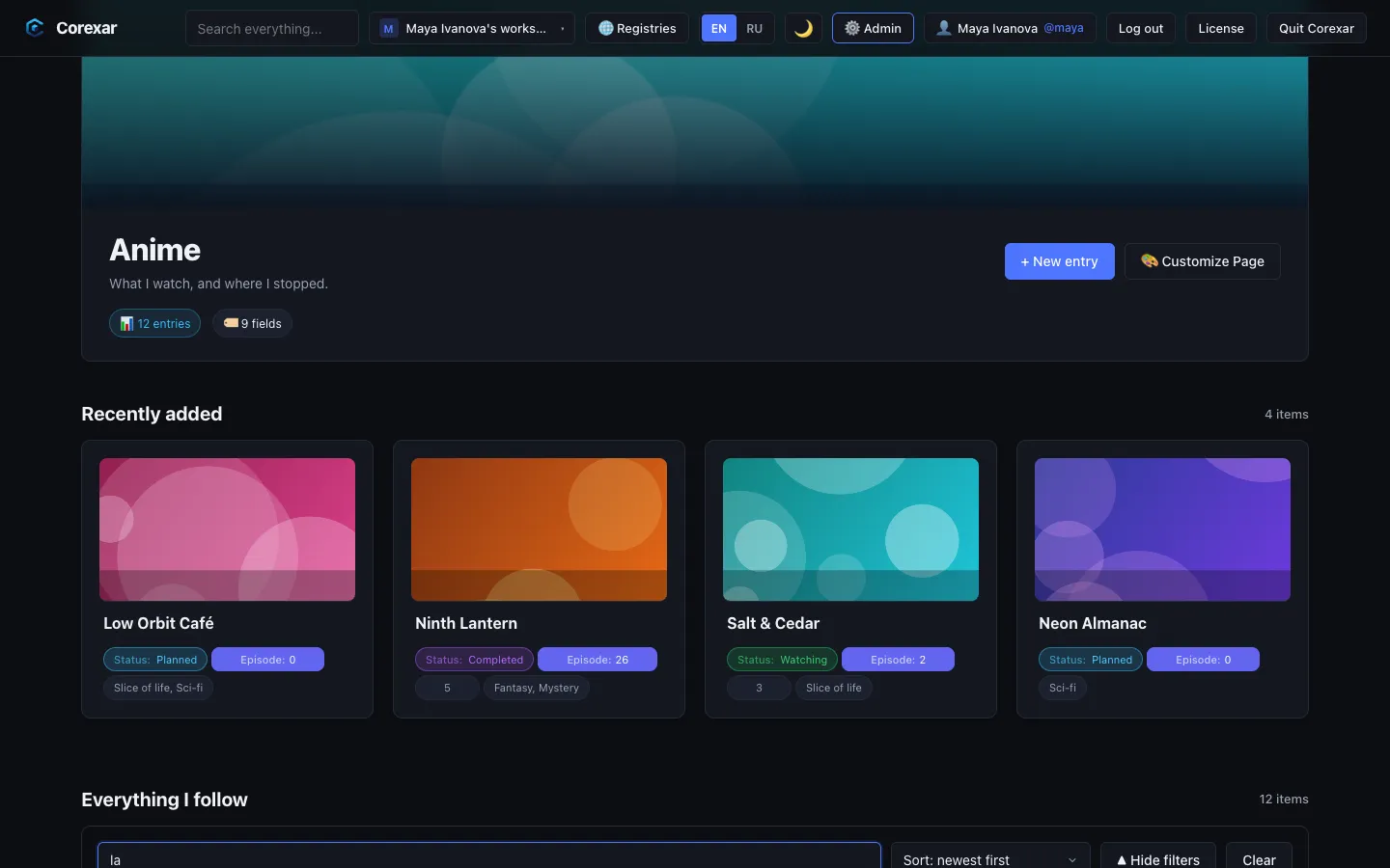 Search and filters together.